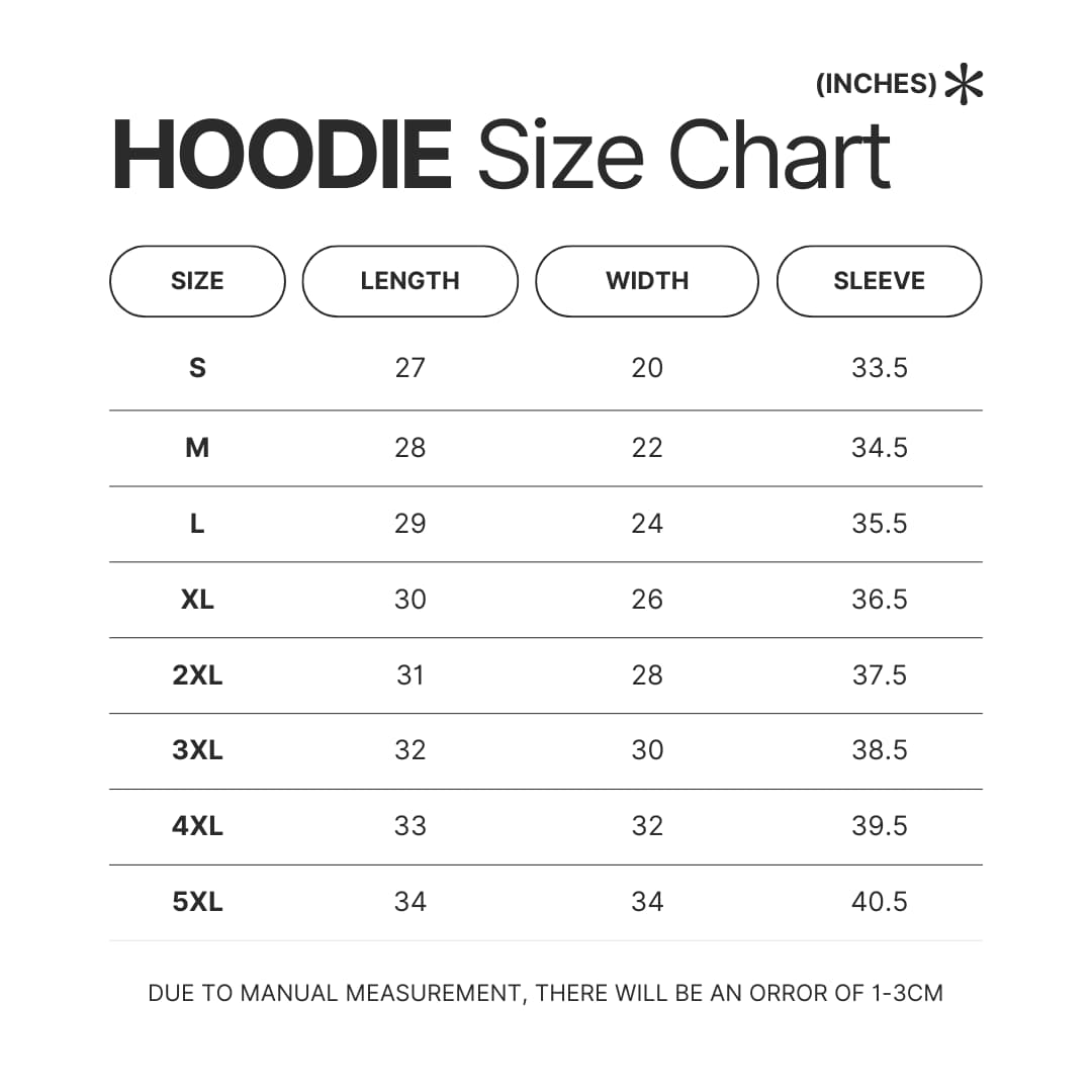 Hoodie Size Chart - Dark Souls UK Shop