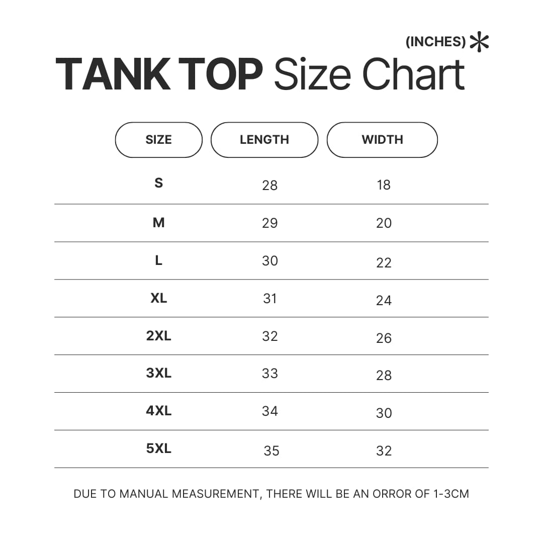 Tank Top Size Chart - Dark Souls UK Shop
