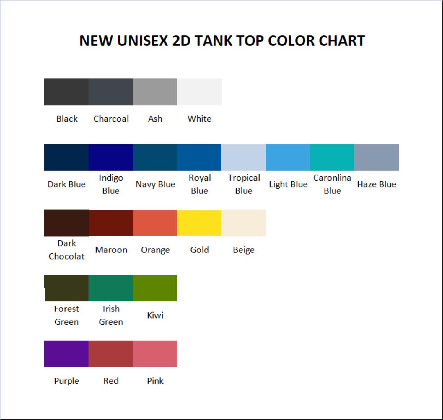 tank top color chart - Dark Souls UK Shop